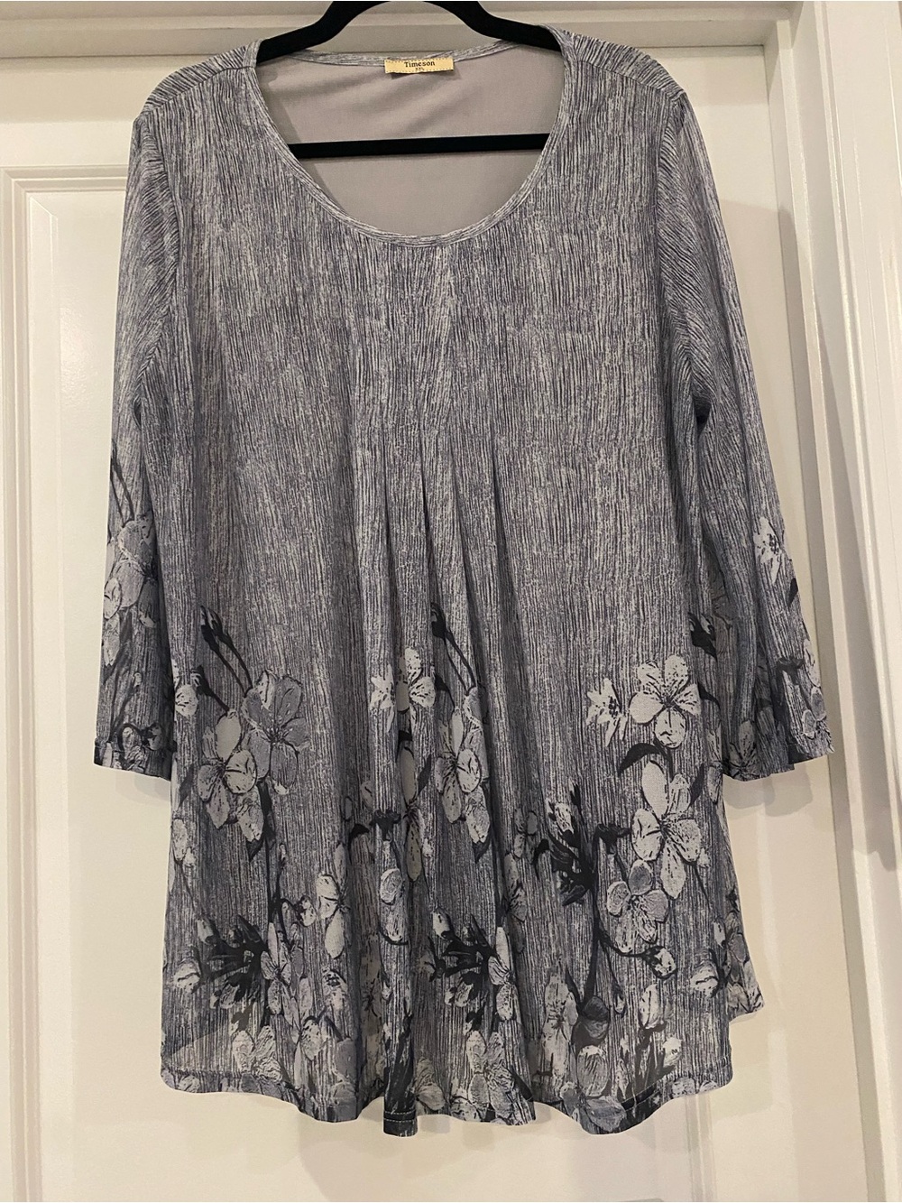 Timeson Gray Floral Swing Tunic Top